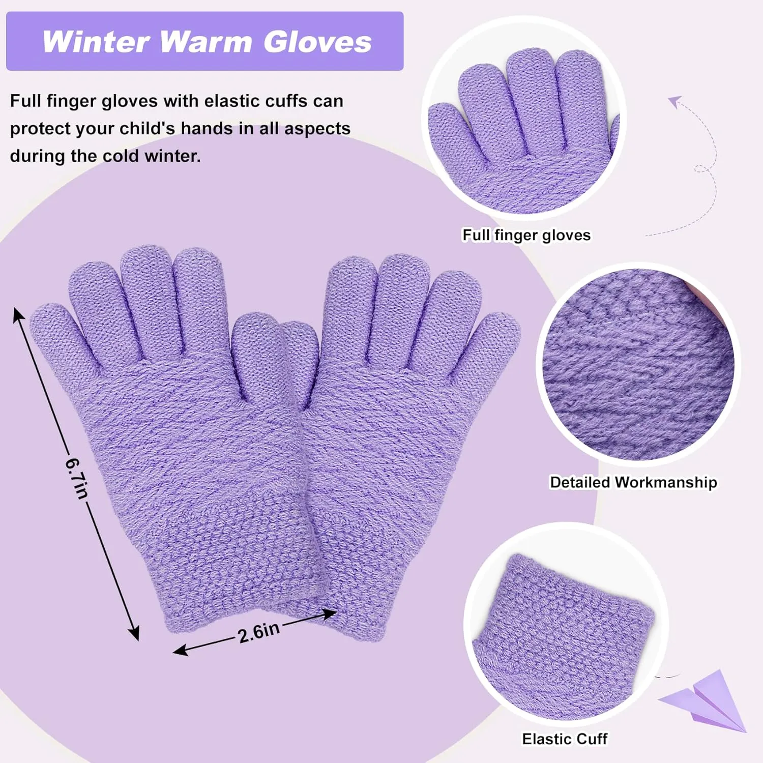 3 Pcs Kids Winter Beanie Hat Scarf Gloves Set for Girls Boys Knit Warm Pompom Toddler Hats Mittens Neck Warmer