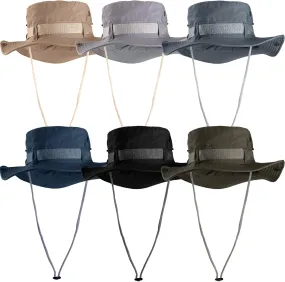 6 Pcs Safari Hats for Men Bulk Bucket Hat with String Fishing Boonie Sun Protection Breathable Unisex Adjustable Hunting Hiking Beach Outdoor Women Adult Summer