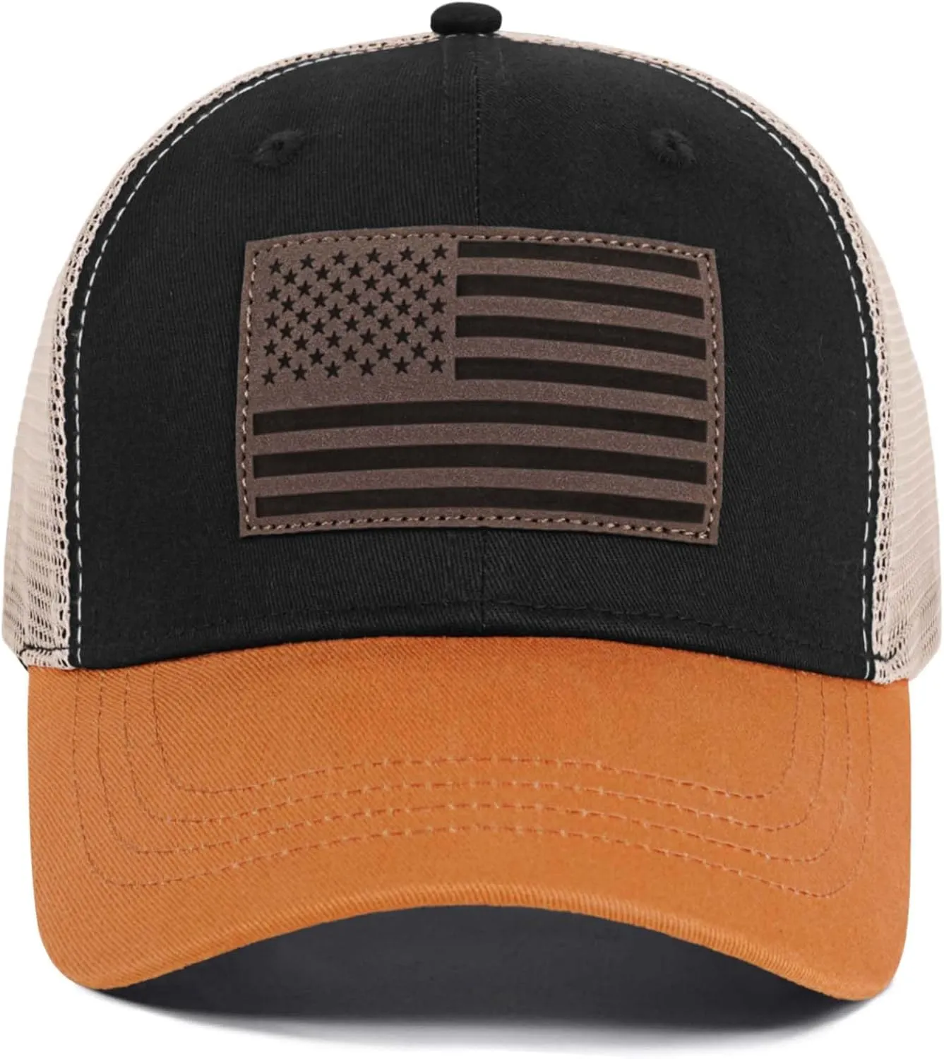 American Flag Trucker Hat - Snapback Hats for Men Women Baseball Cap - Breathable Mesh & Adjustable Fit for Casual Wear