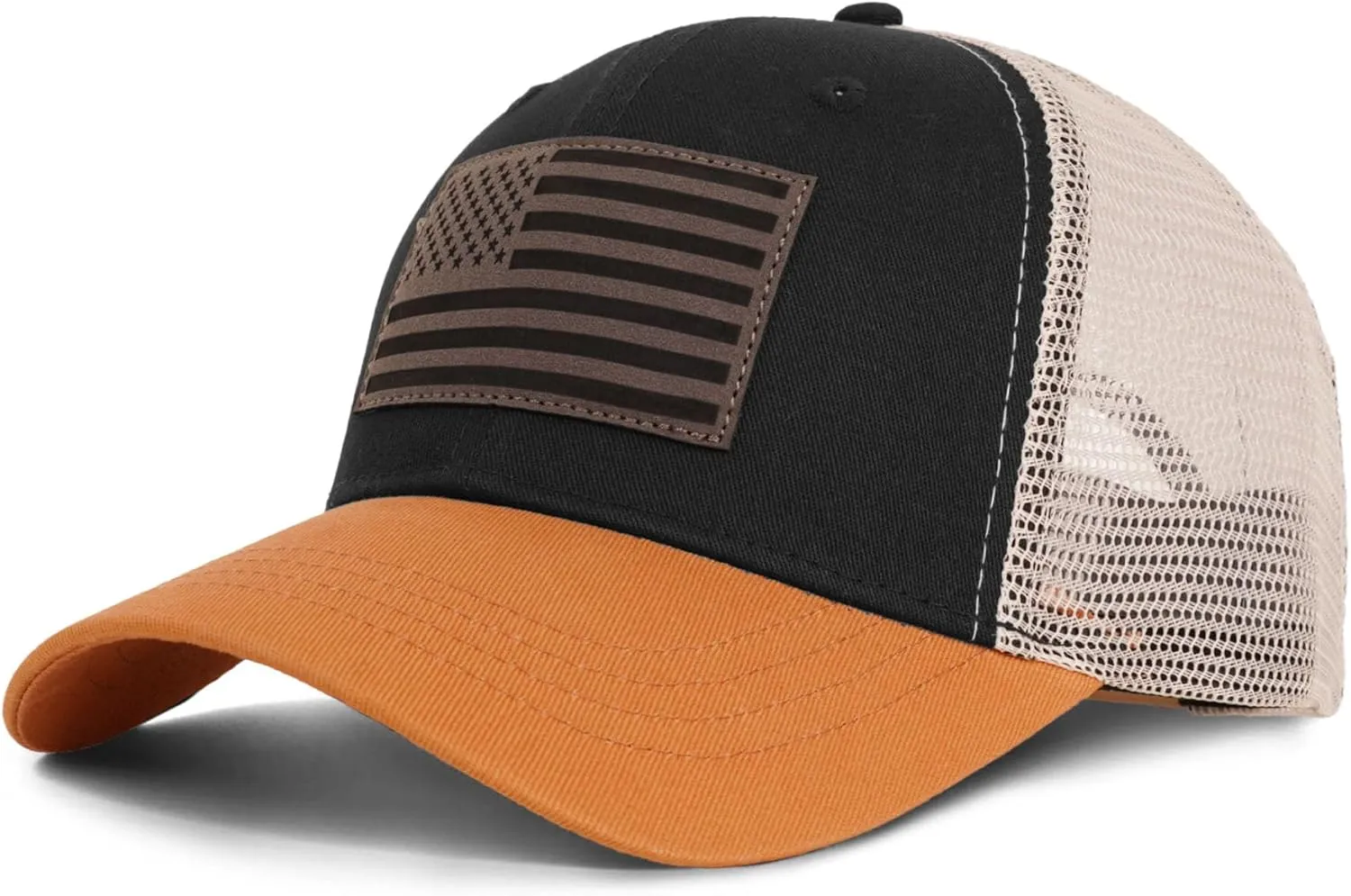 American Flag Trucker Hat - Snapback Hats for Men Women Baseball Cap - Breathable Mesh & Adjustable Fit for Casual Wear