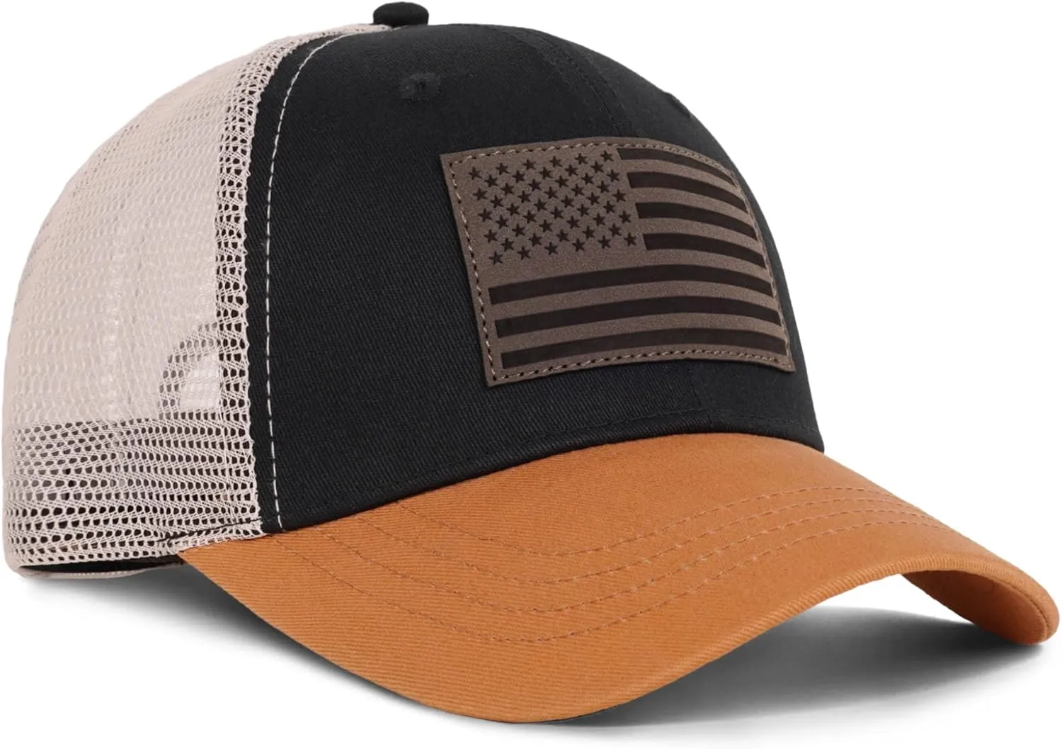 American Flag Trucker Hat - Snapback Hats for Men Women Baseball Cap - Breathable Mesh & Adjustable Fit for Casual Wear