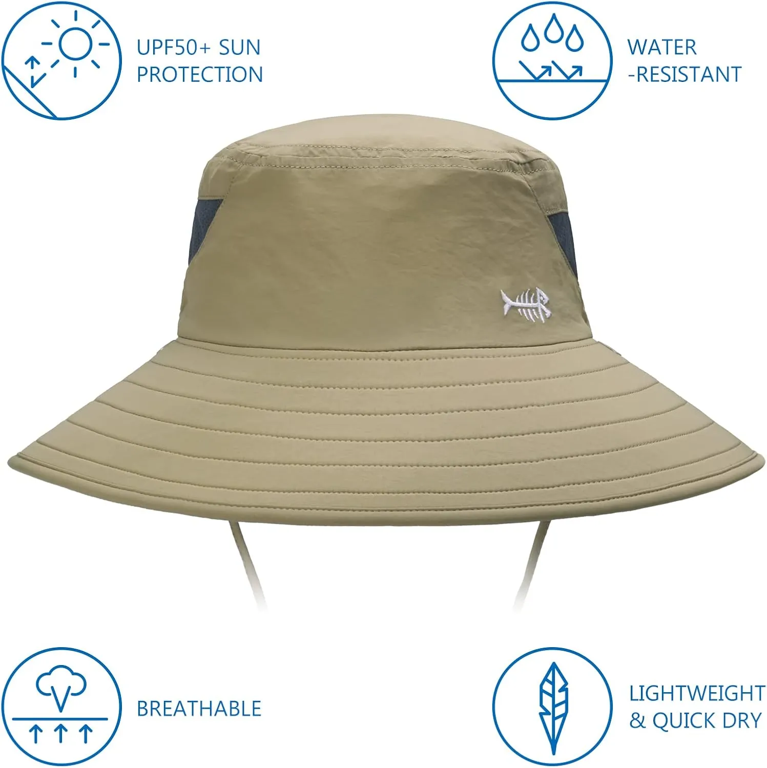 BASSDASH UPF 50  Breathable Sun Hat with Removable Face Cover and Neck Flap Wide Brim Bucket Hat for Fishing Hiking Men Women