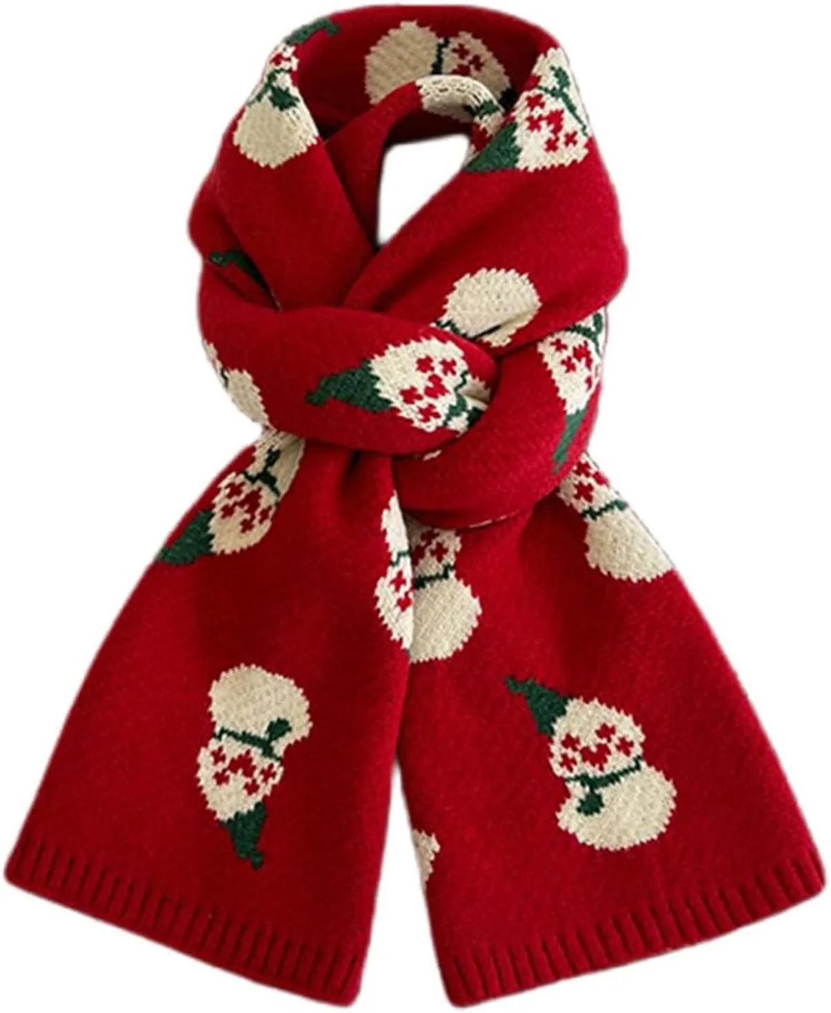 Christmas Snowman Scarf for Women Winter Scarf Fashion Long Shawls and Wraps, Cashmere Feel Blanket Pashmina Scarves Red