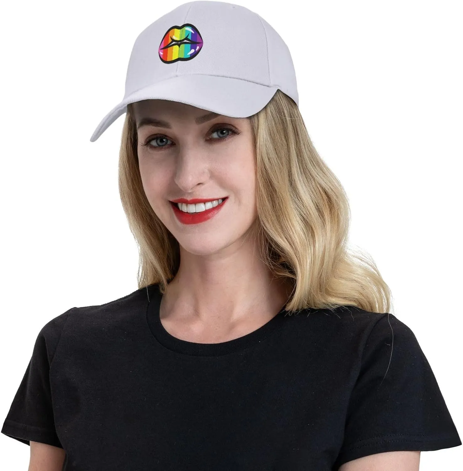 Colored Lips Baseball Cap for Men Women Hat Adjustable Breathable Trucker Caps