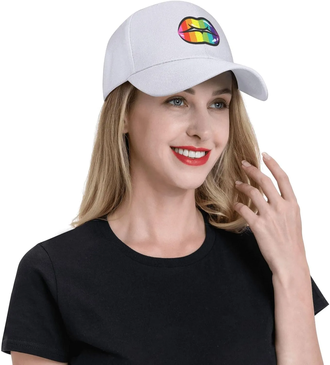 Colored Lips Baseball Cap for Men Women Hat Adjustable Breathable Trucker Caps