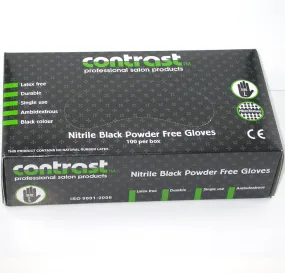 Contrast Nitrile Black Powder Free Gloves Large 100pk