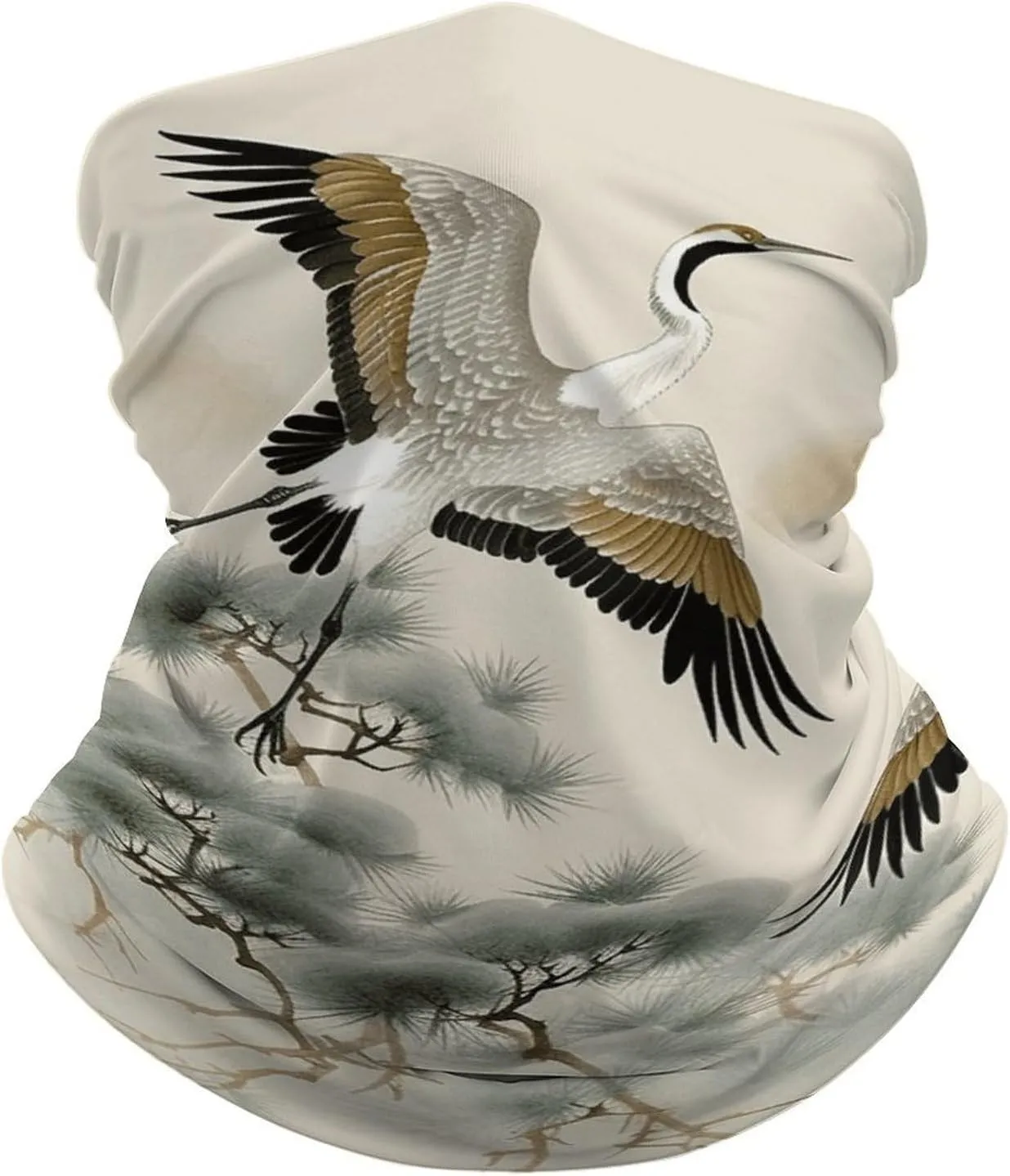 Cranes Flying Traditional Painting Neck Gaiter UV Sun Protection Balaclava Breathable Ski Face Mask for Men Women Versatile Cover Scarf Bandana Head Wrap