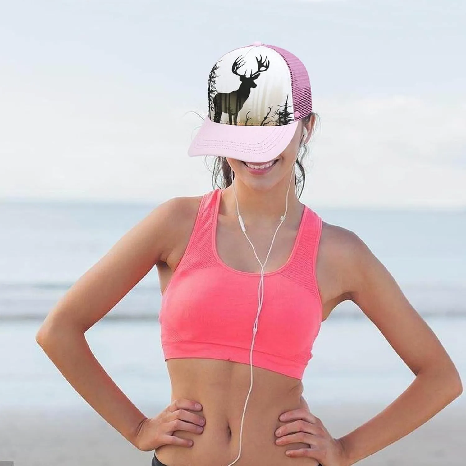 Deer Silhouette Adult Baseball Cap Hollow Baseball Hat Sun Visor Hat Adjustable Golf Hat for Men Women