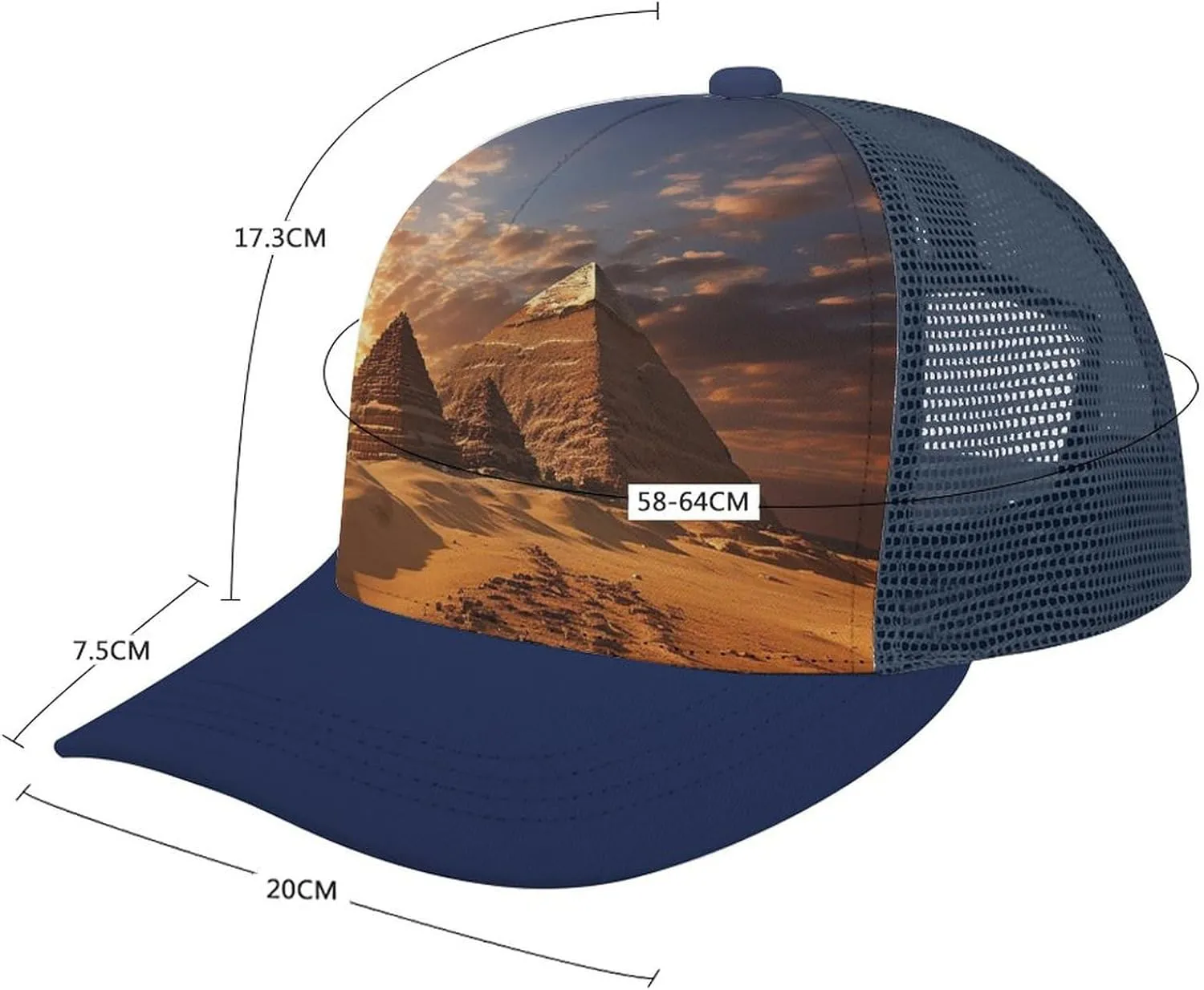 Egyptian Pyramids Adult Baseball Cap Hollow Baseball Hat Sun Visor Hat Adjustable Golf Hat for Men Women