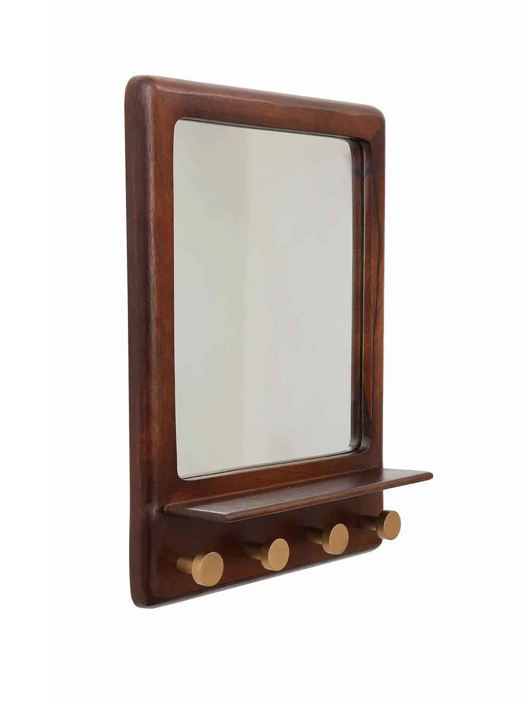 Ellementry Ebony Square Mirror with Shelf & Hooks