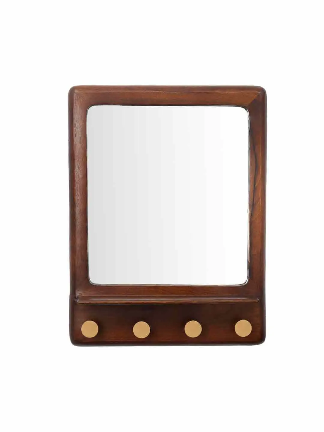 Ellementry Ebony Square Mirror with Shelf & Hooks