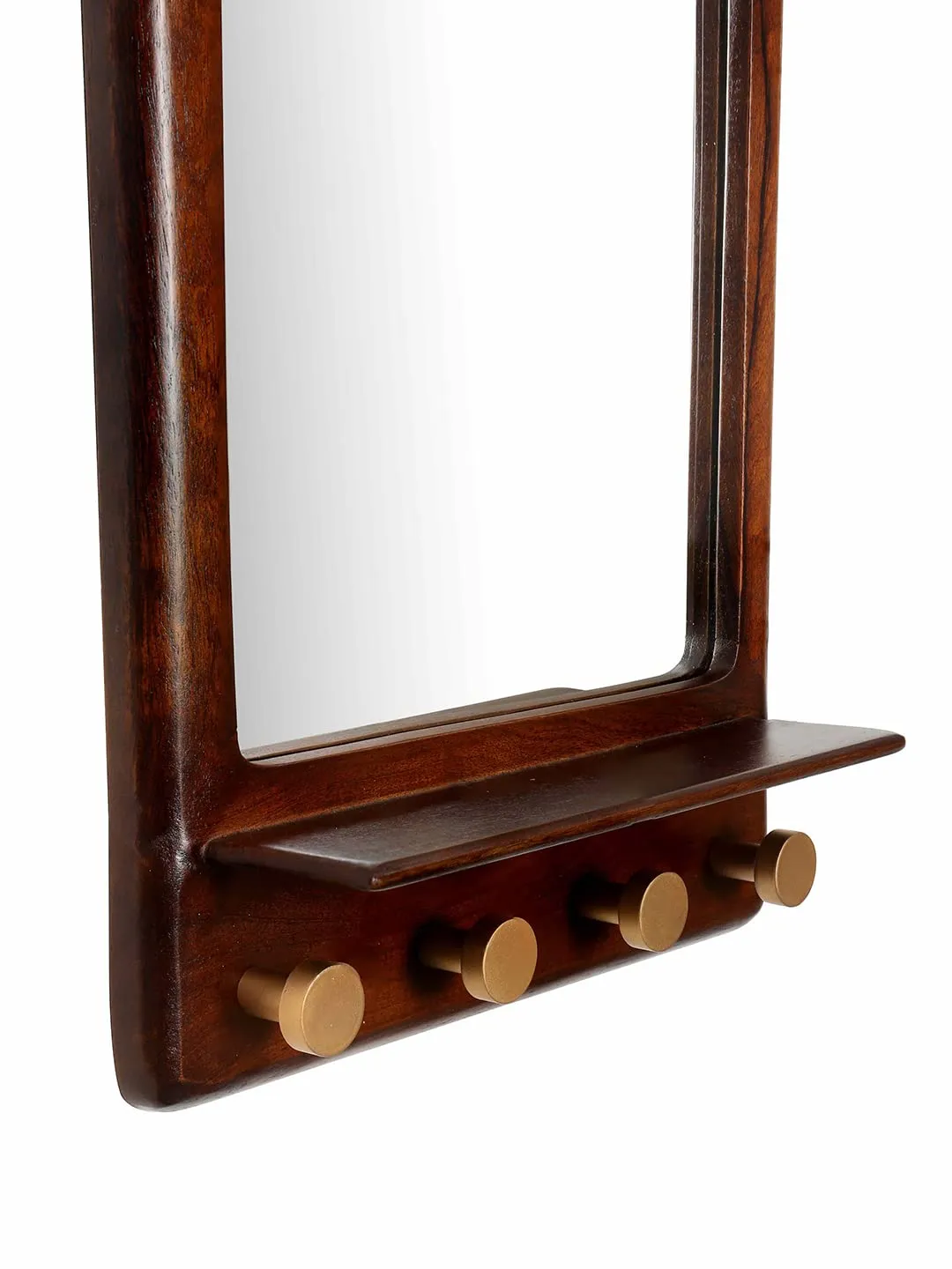 Ellementry Ebony Square Mirror with Shelf & Hooks