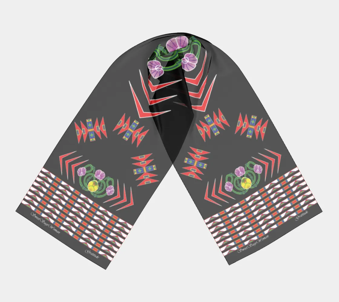 Gratitude Black Long Scarf