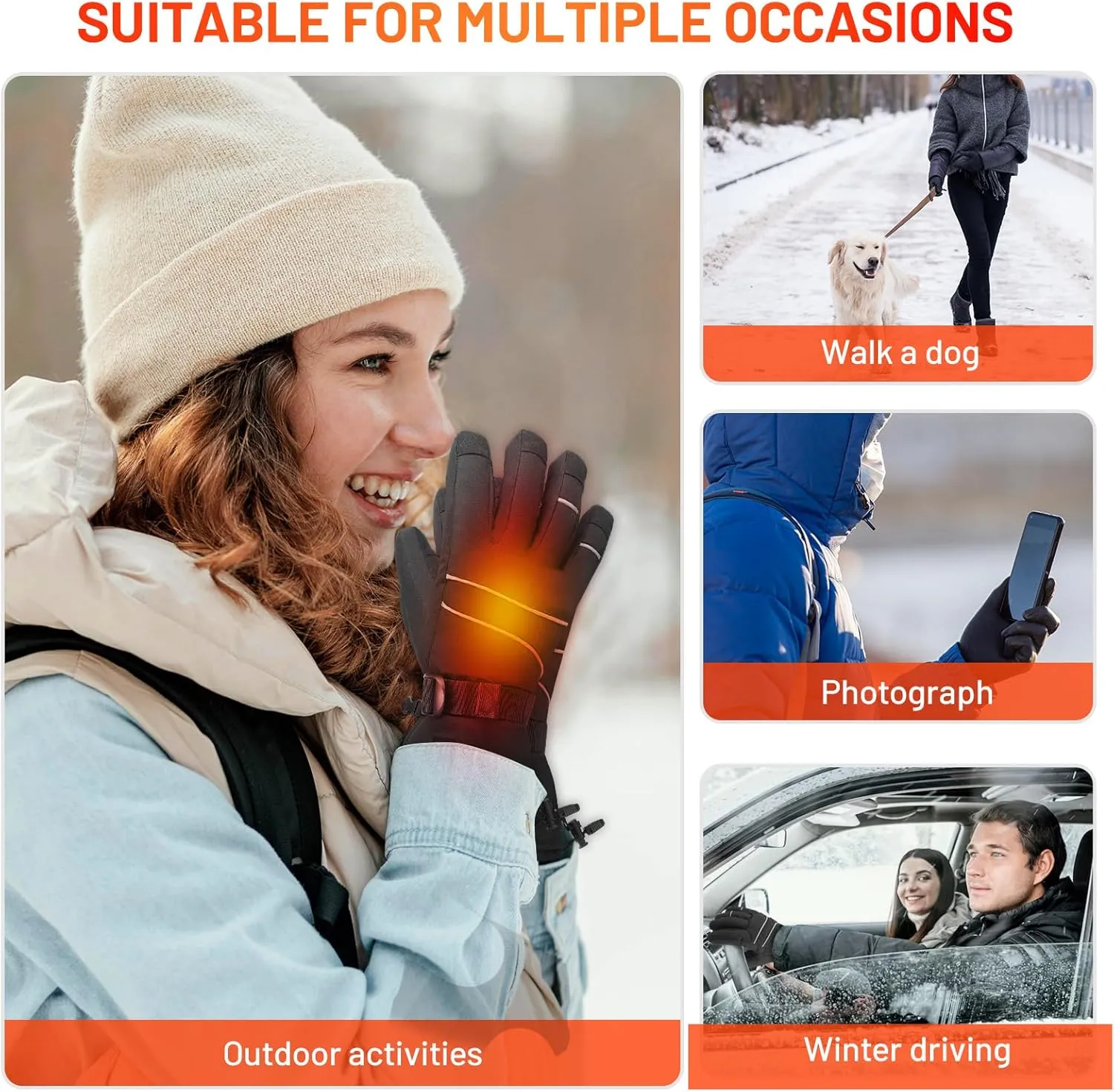 Heated Gloves for Men Women, Rechargeable Battery Gloves Temperature Display,Touchscreen for Cycling Hiking