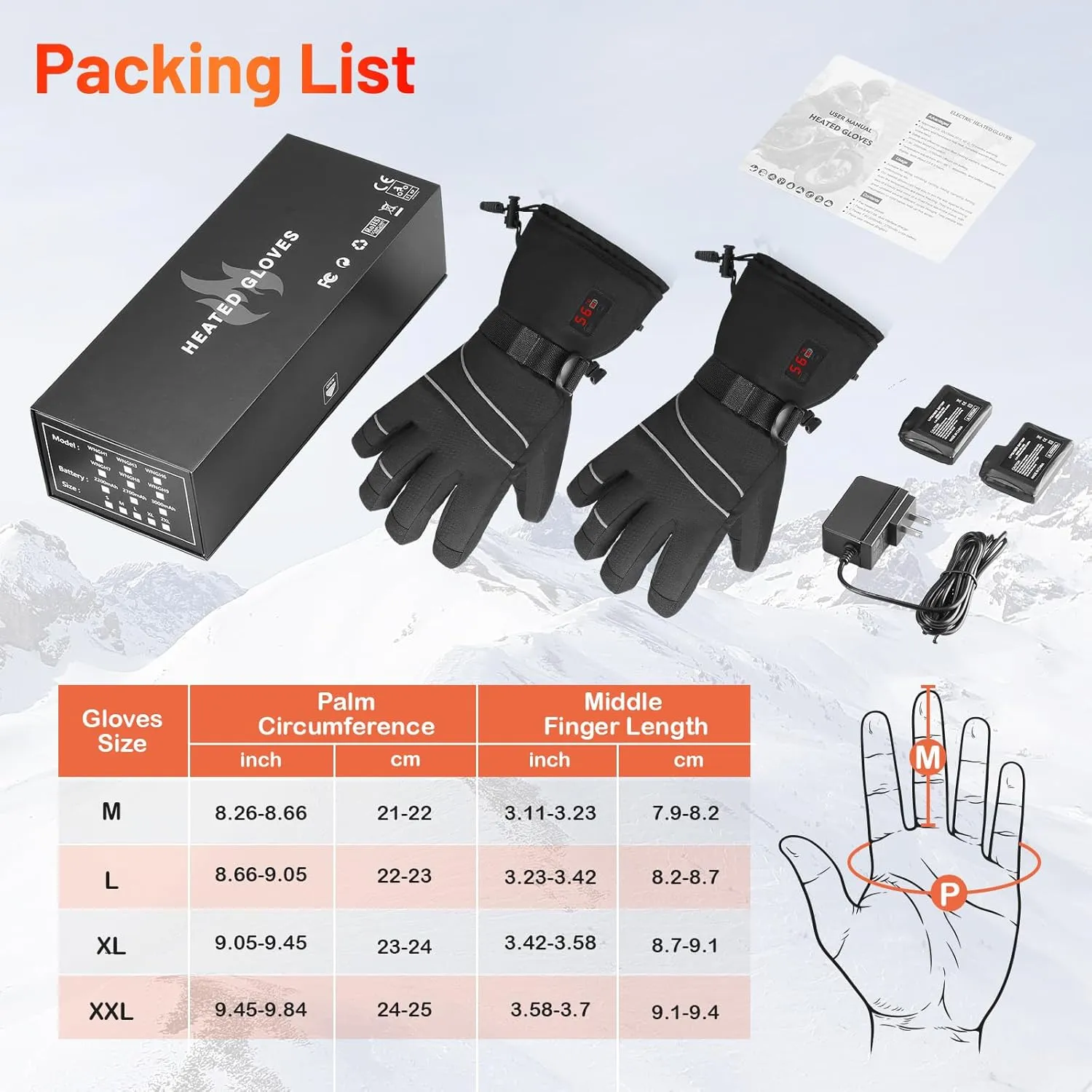 Heated Gloves for Men Women, Rechargeable Battery Gloves Temperature Display,Touchscreen for Cycling Hiking