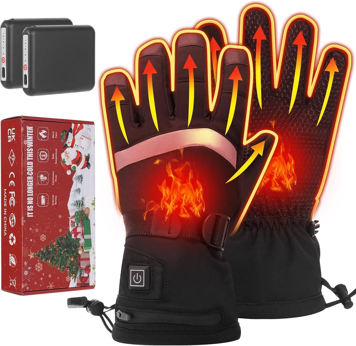 Heated Gloves for Men Women,5000mAh Rechargeable Battery Electric Heating Glove,3 Heating Levels Waterproof&Windproof Hand Warmers for Cycling Motorcycle Snowboarding Outdoor Sports