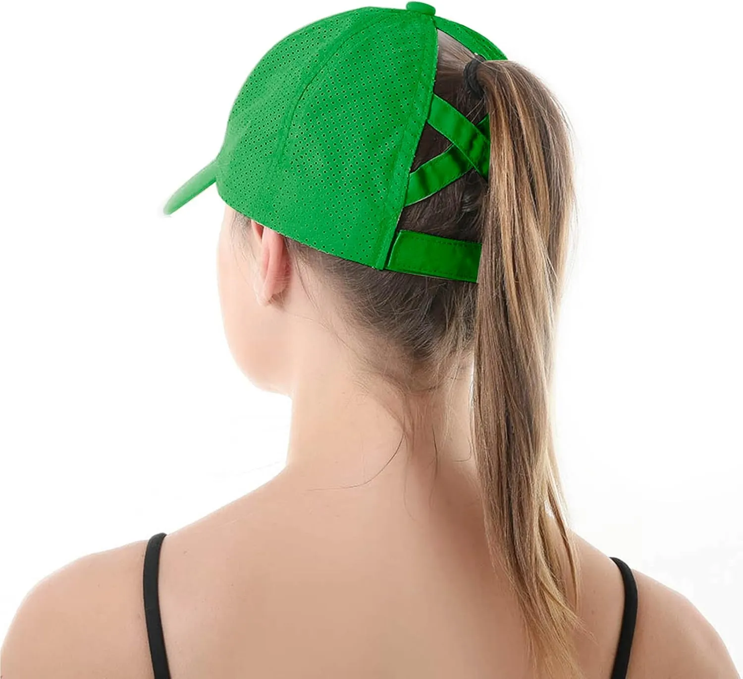 HGGE Womens Criss Cross Ponytail Baseball Cap Adjustable High Messy Bun Ponycap Quick Drying Hat
