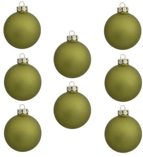 Holiday Living 8-Pack Green Matte Glass Ornament Set