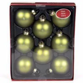Holiday Living 8-Pack Green Matte Glass Ornament Set