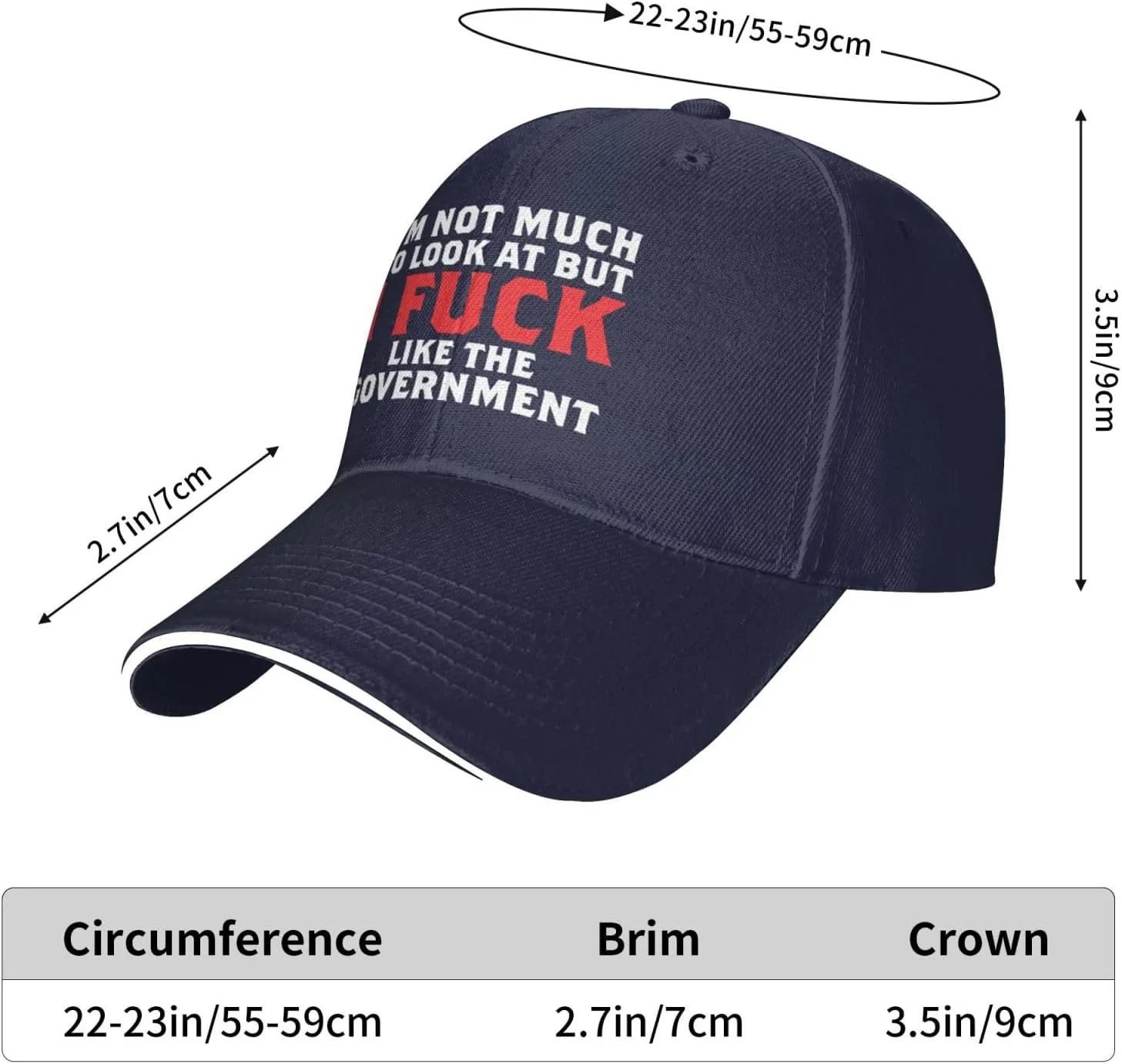 I Fucking Like The Government Hat Mens Wide Brim Baseball Cap Adjustable Low Profile Sports Dad Hats