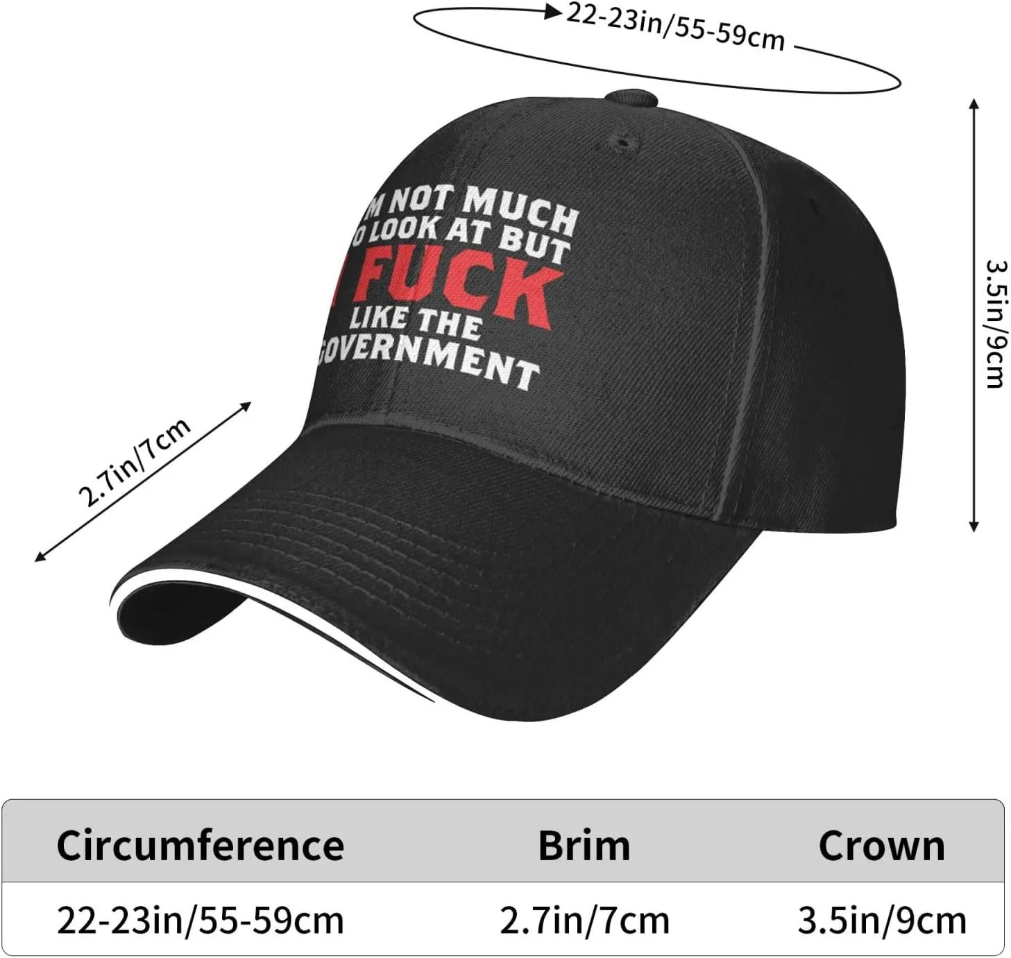 I Fucking Like The Government Hat Mens Wide Brim Baseball Cap Adjustable Low Profile Sports Dad Hats