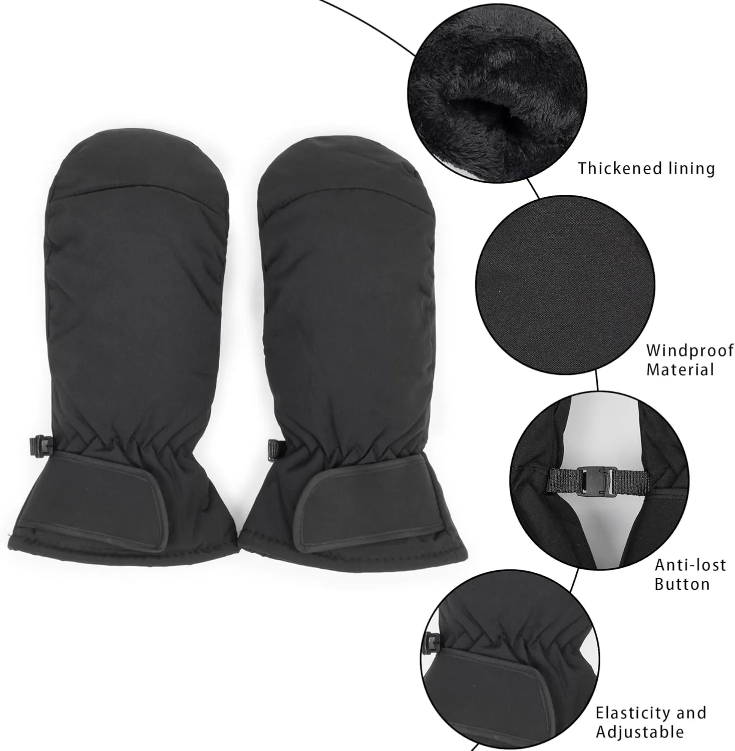 INOGIH Winter Outdoor Waterproof-Windproof Ski-Gloves for Women/Men - Non-Slip Warm Thick Lining Snow Mittens