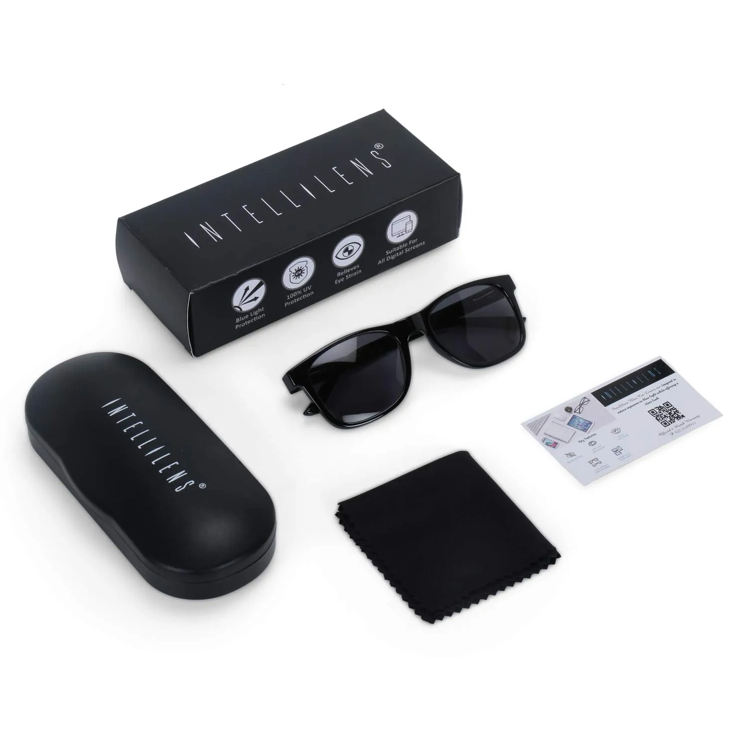 Intellilens | Zero Power Blue Cut Computer Glasses with Photochromic Lens | Anti Glare, Lightweight & Blocks Harmful Rays | UV Protection Specs | For Men & Women | Black | Wayfarer| Medium