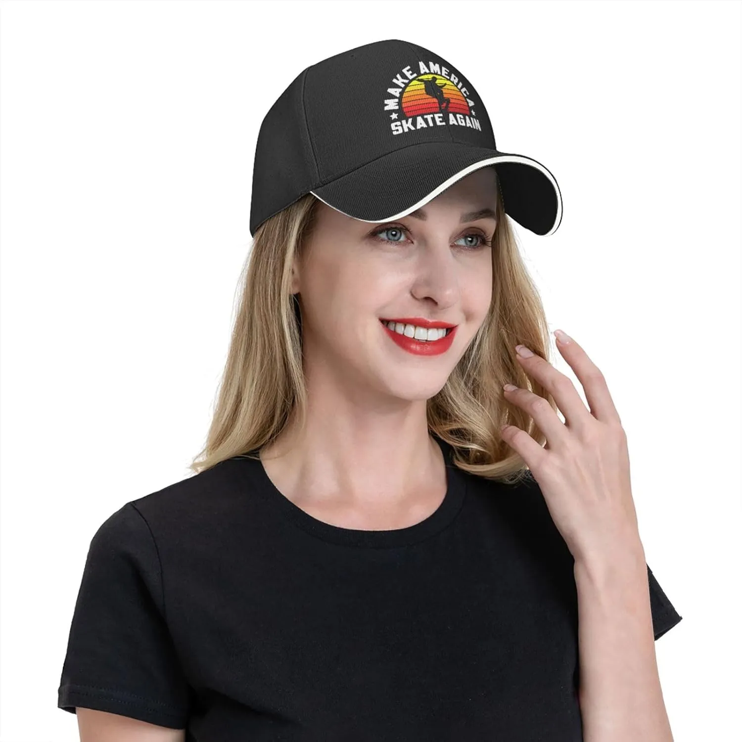 Make America Skate Again Skateboard Hat Mens Wide Brim Baseball Cap Adjustable Low Profile Sports Dad Hats