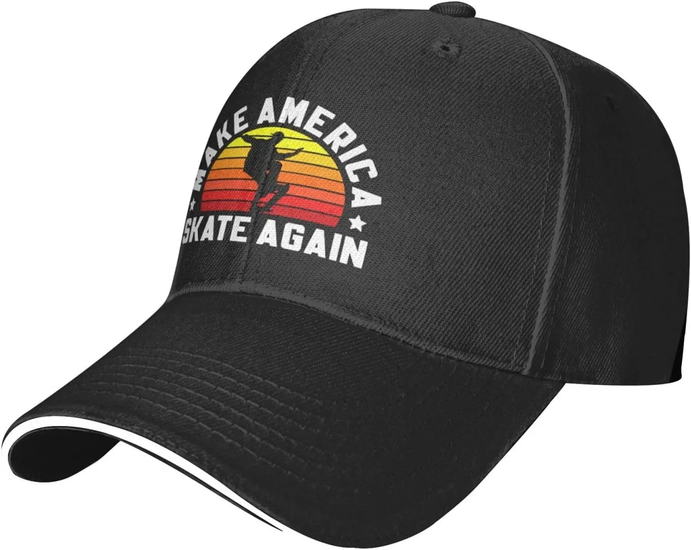 Make America Skate Again Skateboard Hat Mens Wide Brim Baseball Cap Adjustable Low Profile Sports Dad Hats