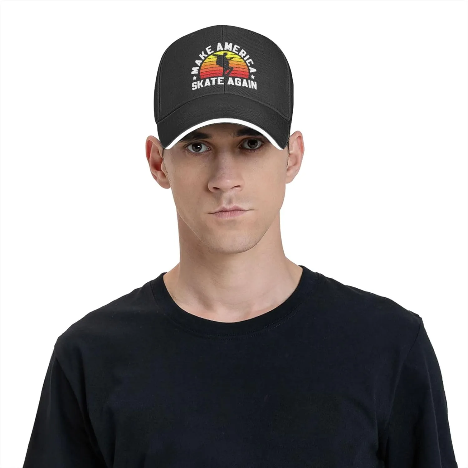 Make America Skate Again Skateboard Hat Mens Wide Brim Baseball Cap Adjustable Low Profile Sports Dad Hats