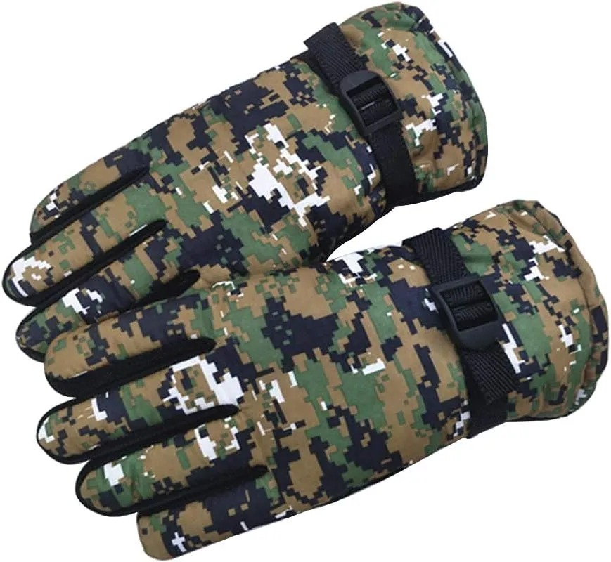 Maorrew Kids Cold Weather Waterproof Camo Print Winter Gloves Outdoor Warm Ski Gloves Mittens