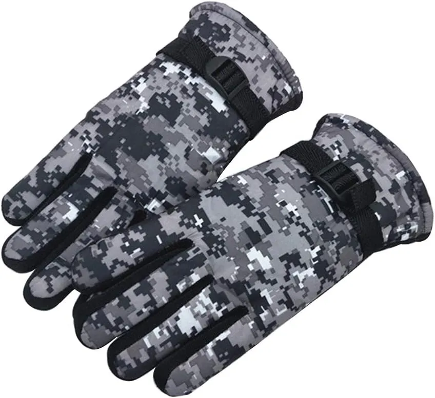 Maorrew Kids Cold Weather Waterproof Camo Print Winter Gloves Outdoor Warm Ski Gloves Mittens