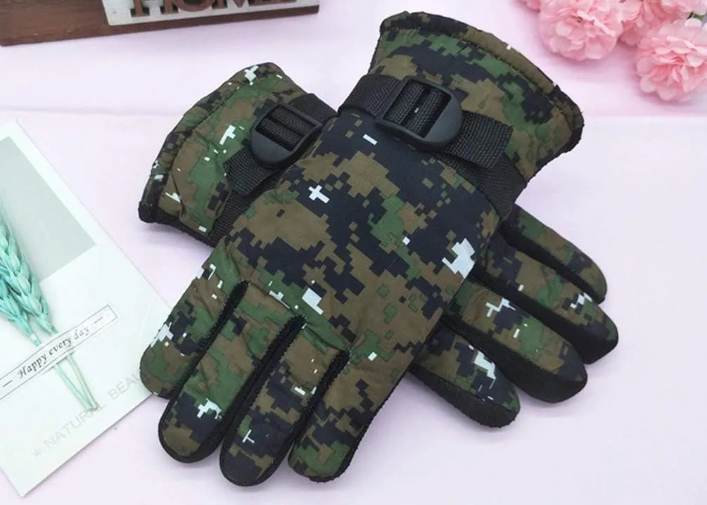 Maorrew Kids Cold Weather Waterproof Camo Print Winter Gloves Outdoor Warm Ski Gloves Mittens