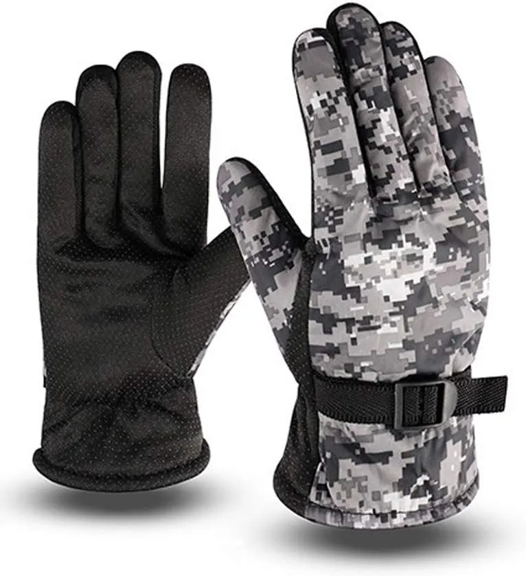 Maorrew Kids Cold Weather Waterproof Camo Print Winter Gloves Outdoor Warm Ski Gloves Mittens