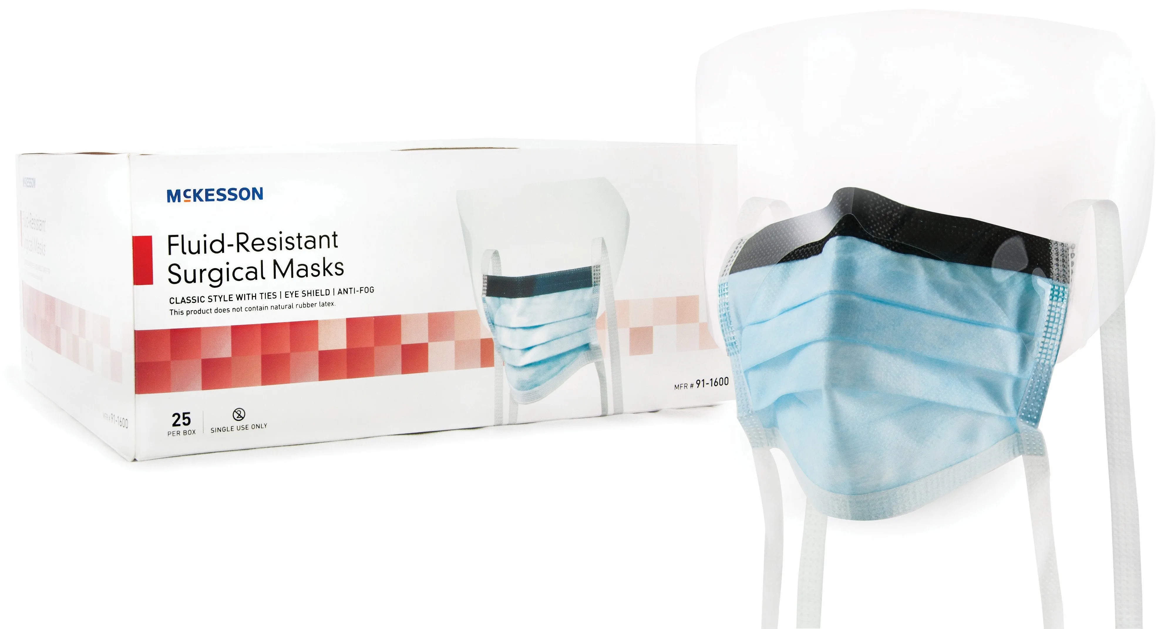 McKesson Surgical Mask with Eye Shield, Blue