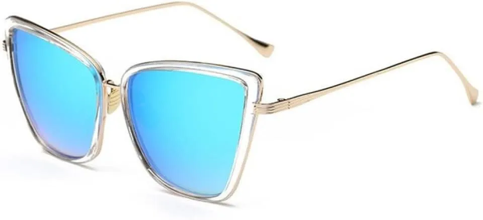 Metal Retro Oversized Sunglasses Women Cat Eye Sun Glasses Female Black Gradient Vintage Ladies