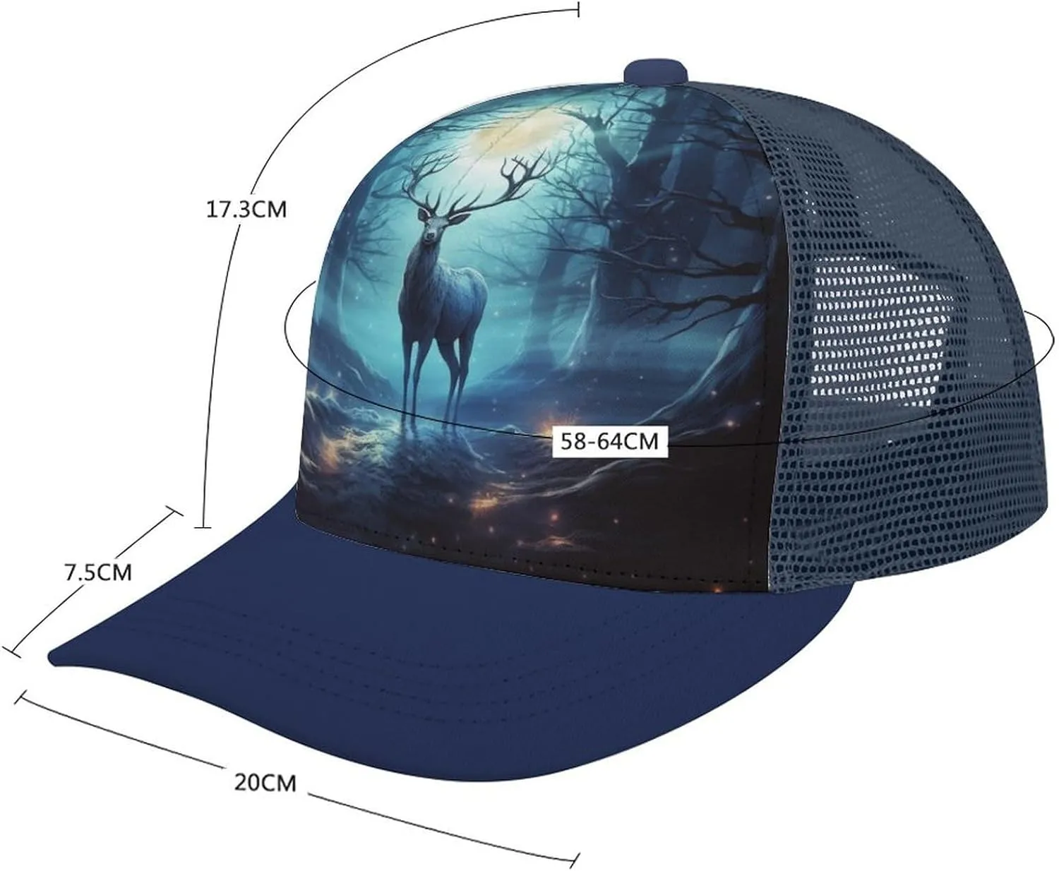 Moonlight Deer Adult Baseball Cap Hollow Baseball Hat Sun Visor Hat Adjustable Golf Hat for Men Women