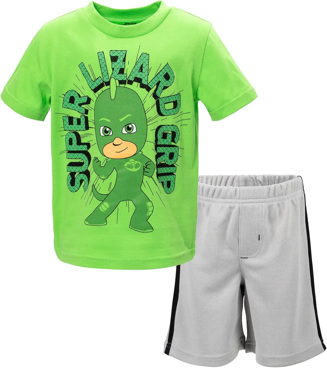 PJ Masks Gekko Owlette Catboy T-Shirt and Mesh Shorts Outfit Set Toddler to Little Kid