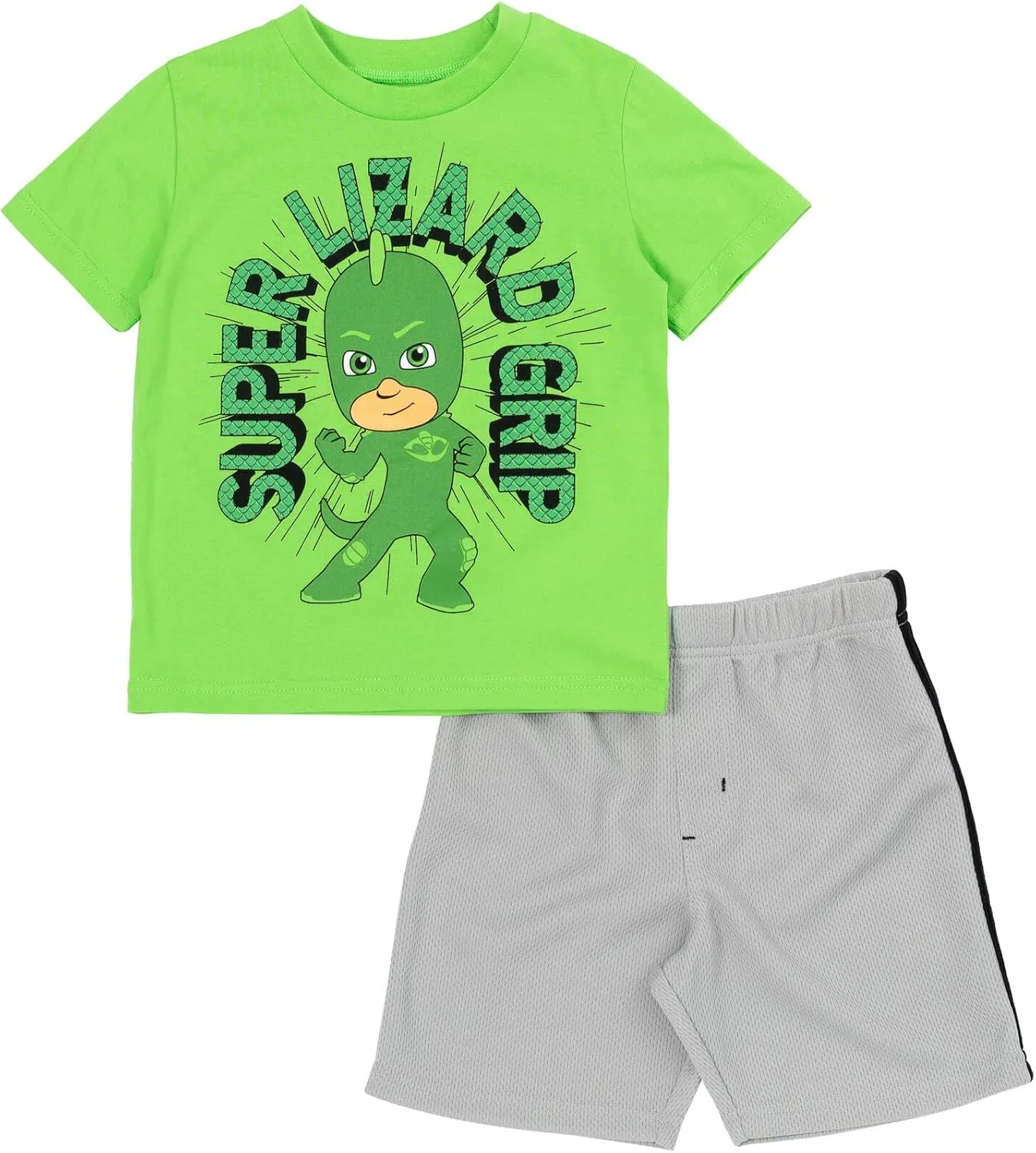 PJ Masks Gekko Owlette Catboy T-Shirt and Mesh Shorts Outfit Set Toddler to Little Kid