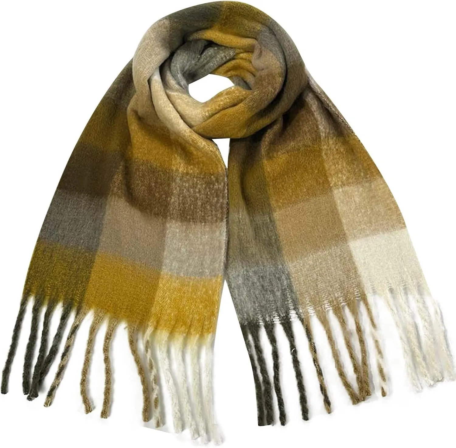Plaid Scarfs for Women Fall Winter Scarves Pashmina Shawls and Wraps for Evening Dress Colorful Tassel Fringe Scarfs