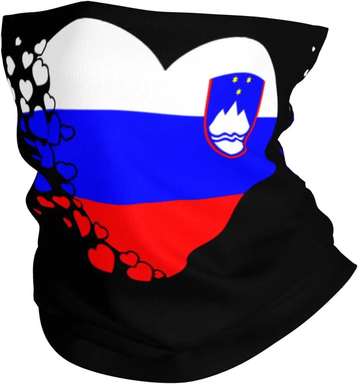 Slovenia Slovene Slovenian Heart Shaped Flag Balaclava Bandana Neck Gaiter Face Mask for Men Women Shield Scarf Face Mask Seamless Uv Protection for Motorcycle Cycling Riding Running Headbands White