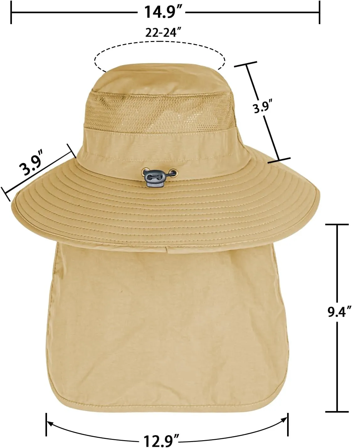 Sun Hats for Men Women Fishing Hat UPF 50  Breathable Wide Brim Bucket Hats Summer UV Protection Safari Hat with Neck Flap