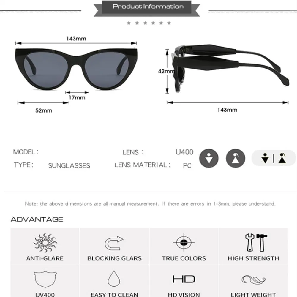 Vintage Cat Eye Sunglasses Women Men Sun Glasses Female Shades UV400 Eyeglasses