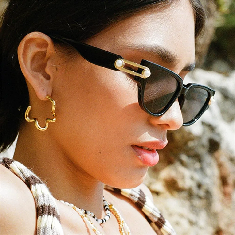 Vintage Cat Eye Sunglasses Women Sun Glasses For Female Pearl Ladies Eyeglasses UV400