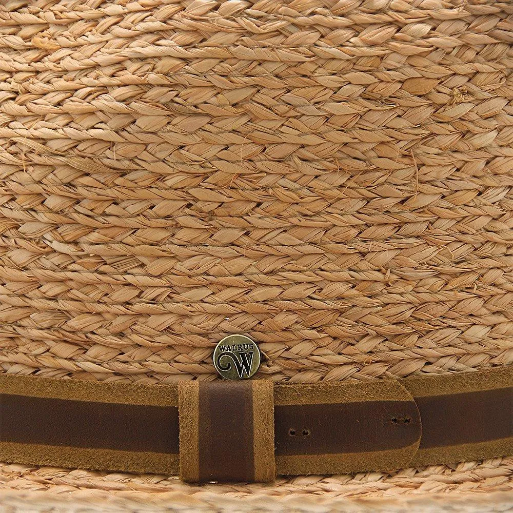 Walrus Hats Natural Raffia Straw Fedora Hat w/ Braided Band