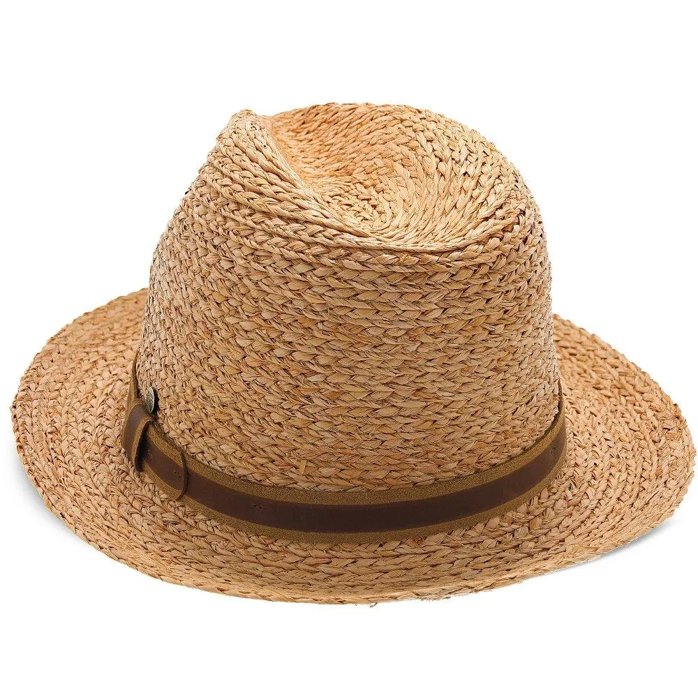 Walrus Hats Natural Raffia Straw Fedora Hat w/ Braided Band