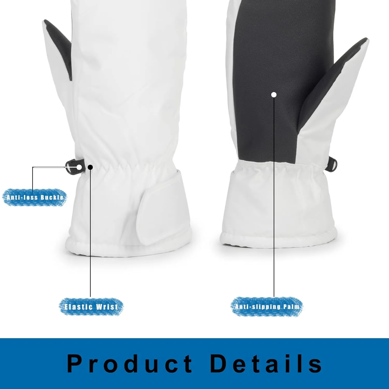 Winter-Ski-Snow-Gloves Men Women - Waterproof Adult Mittens-Gloves for Cold Weather Skiing Hiking Cycling
