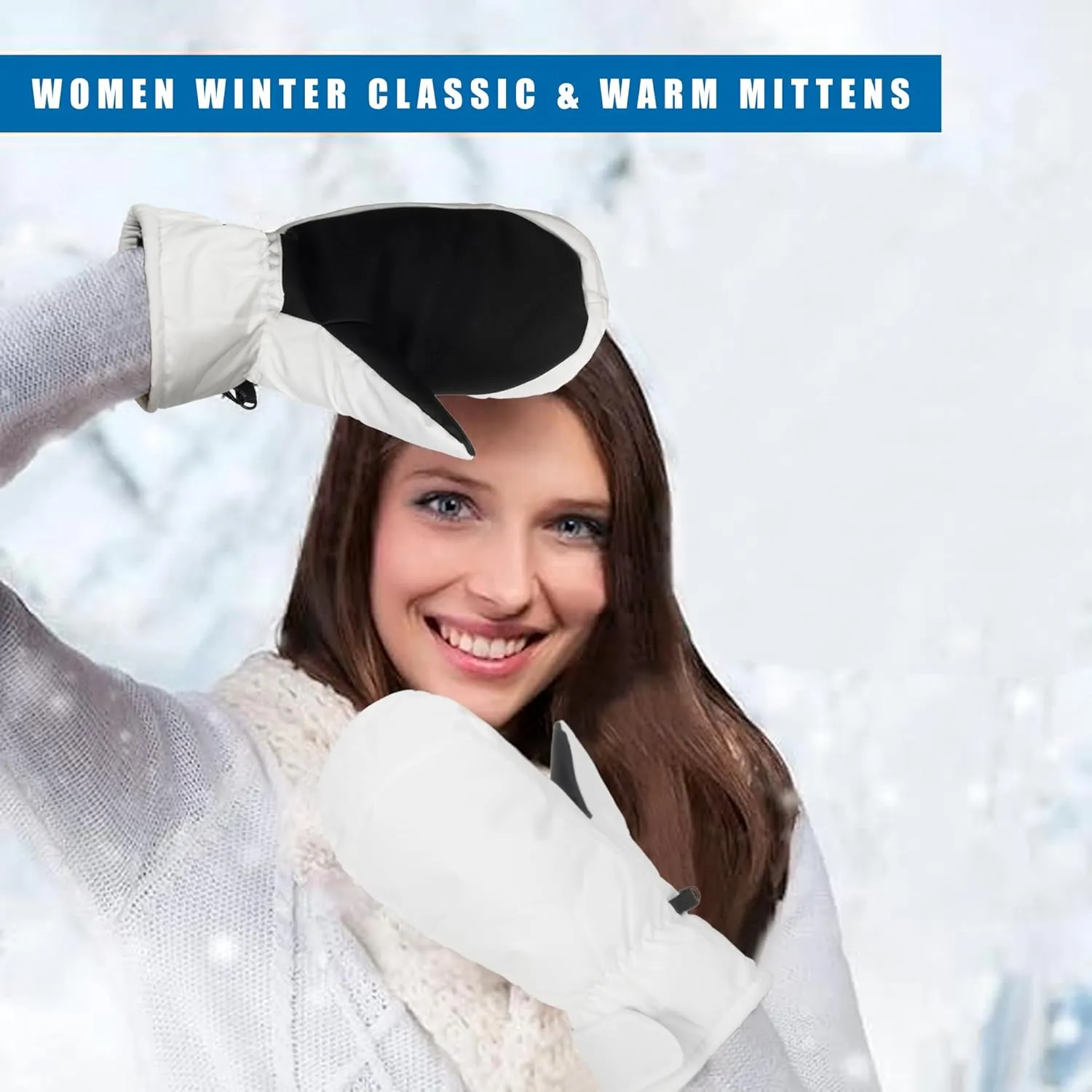 Winter-Ski-Snow-Gloves Men Women - Waterproof Adult Mittens-Gloves for Cold Weather Skiing Hiking Cycling