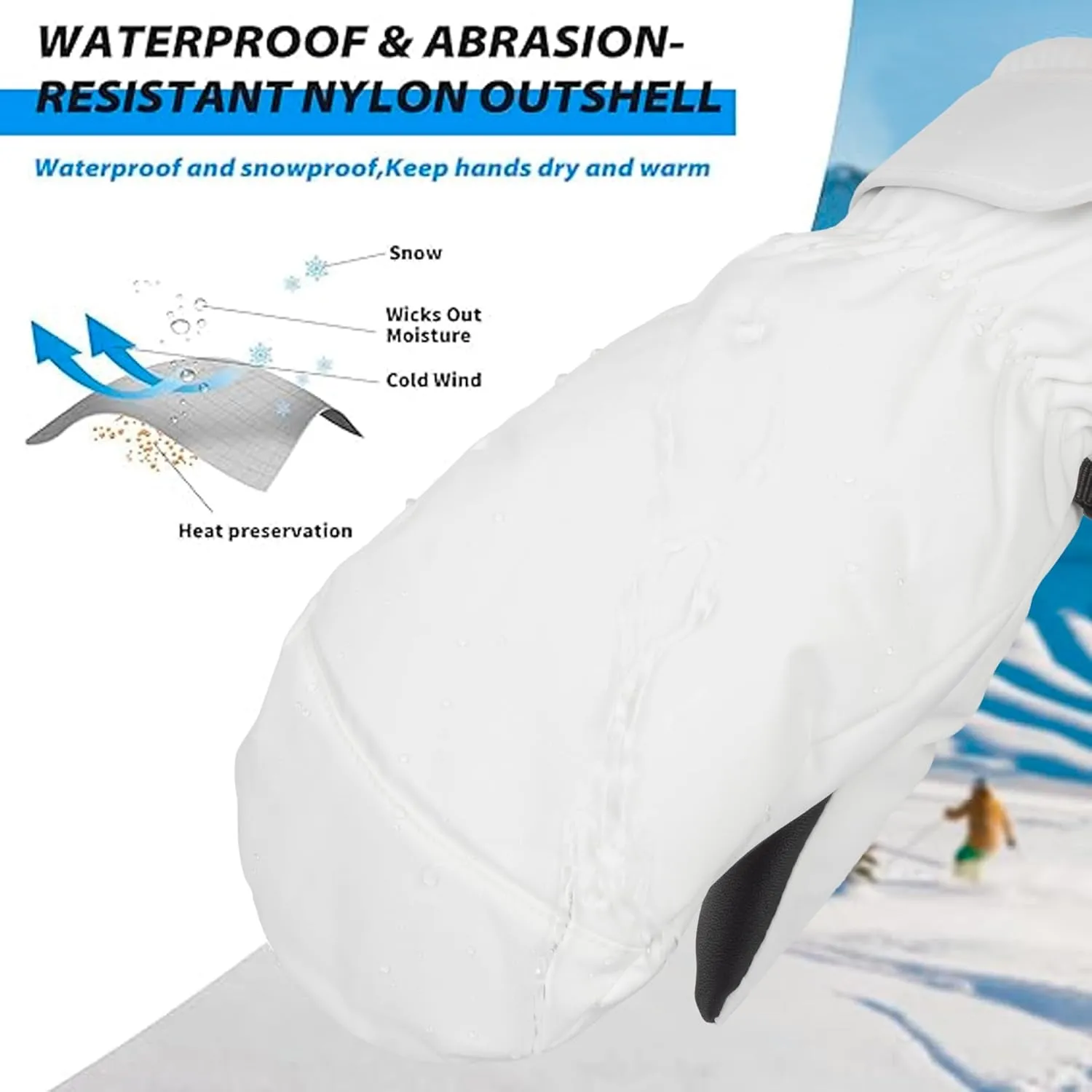 Winter-Ski-Snow-Gloves Men Women - Waterproof Adult Mittens-Gloves for Cold Weather Skiing Hiking Cycling