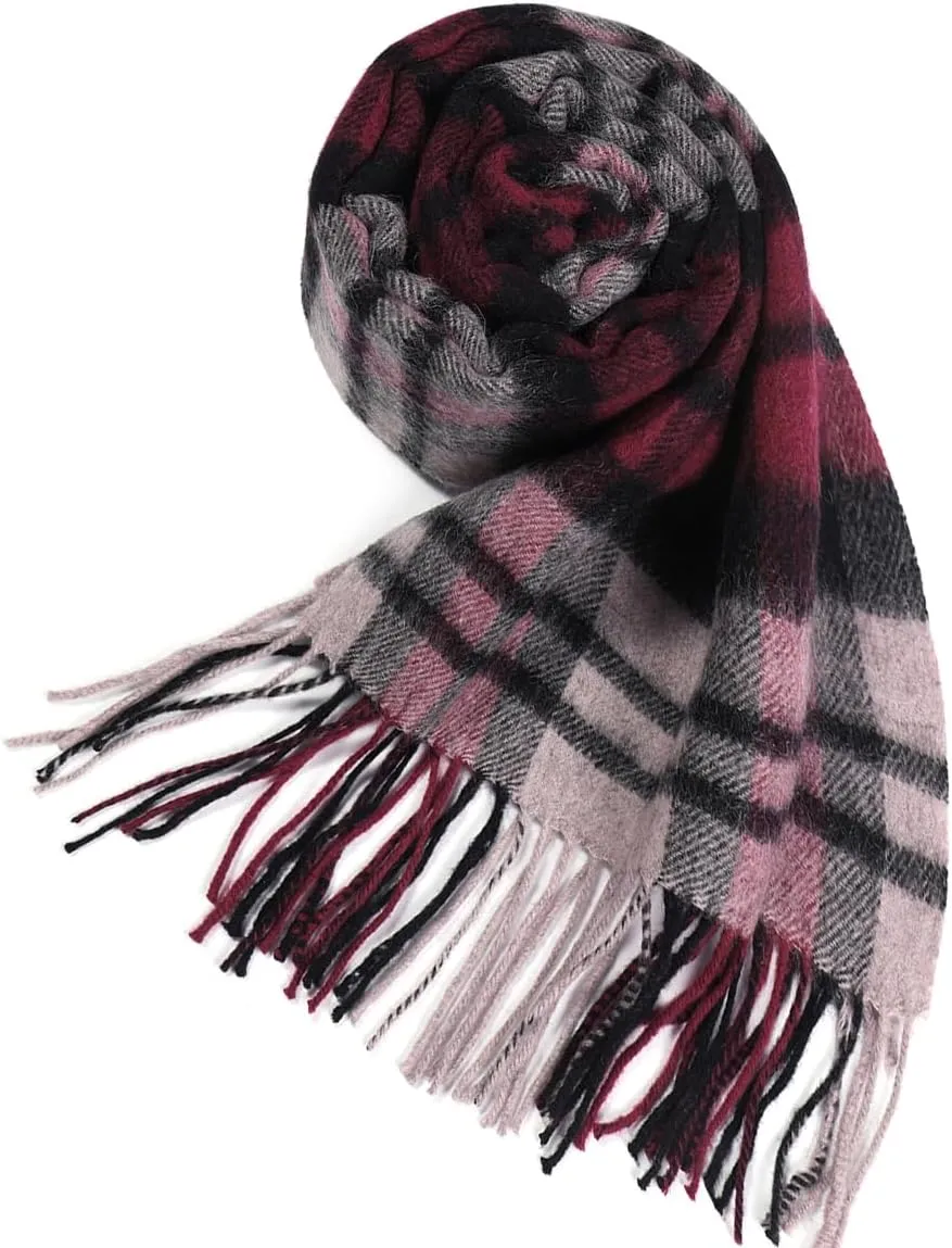Winter Wool Plaid Striped Scarf for Men,Women Fashion Tartan Checkered Scarf Scarves